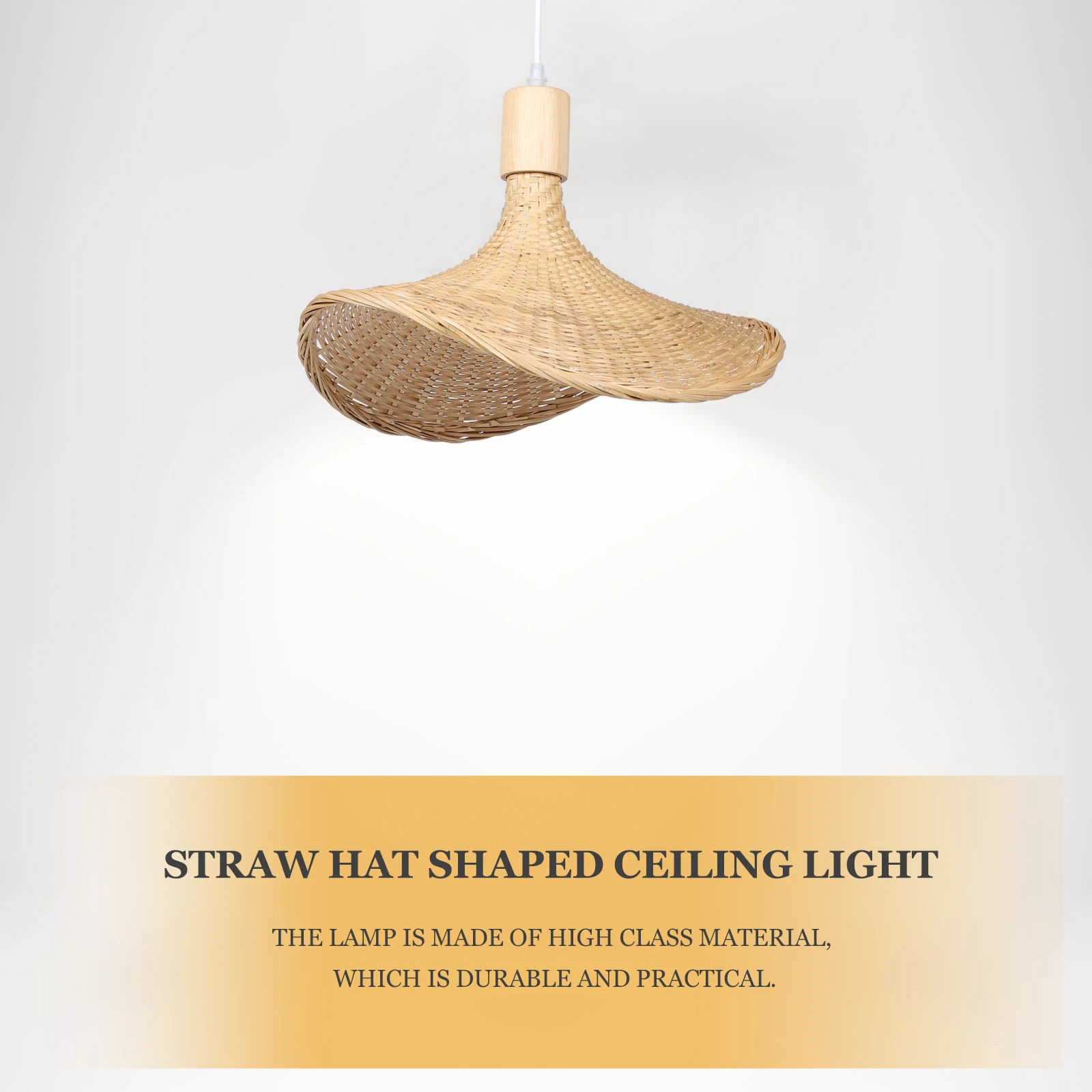 

Bamboo Chandelier Rattan Hanging Lamp Straw Hat Shaped Pendant Light Ceiling Lights Weaving Durable Practical Home Bar