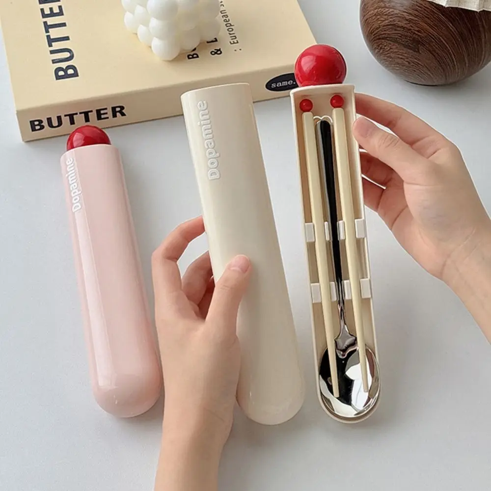 

Portable Dopamine Style Cutlery Set Colorful with Storage Box Flatware Kit Stainless Steel Chopstick Spoon Student Supplies