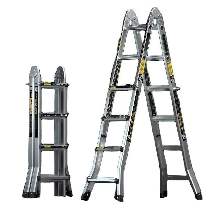 Modern Portable Multi-Purpose Folding Ladder Thickened Aluminium Alloy Joint for Household Staircase Outdoor Use