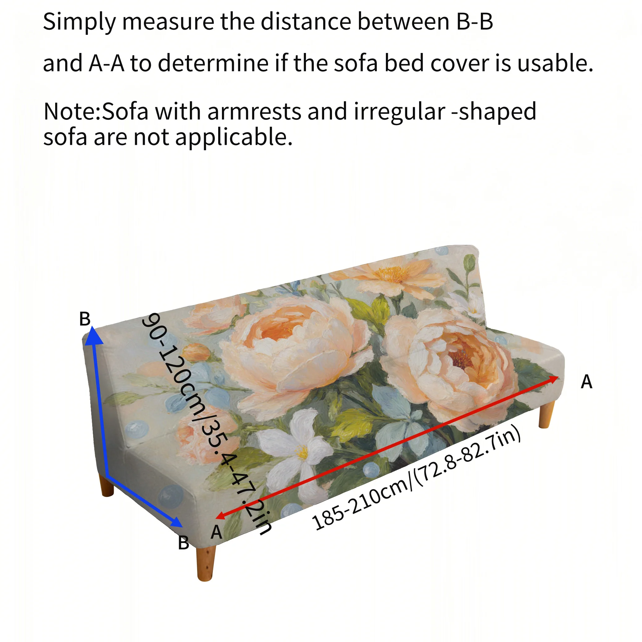 Warm orange pink peony bouquet elastic sofa cover, living room sofa cover, dustproof machine washable sofa cover