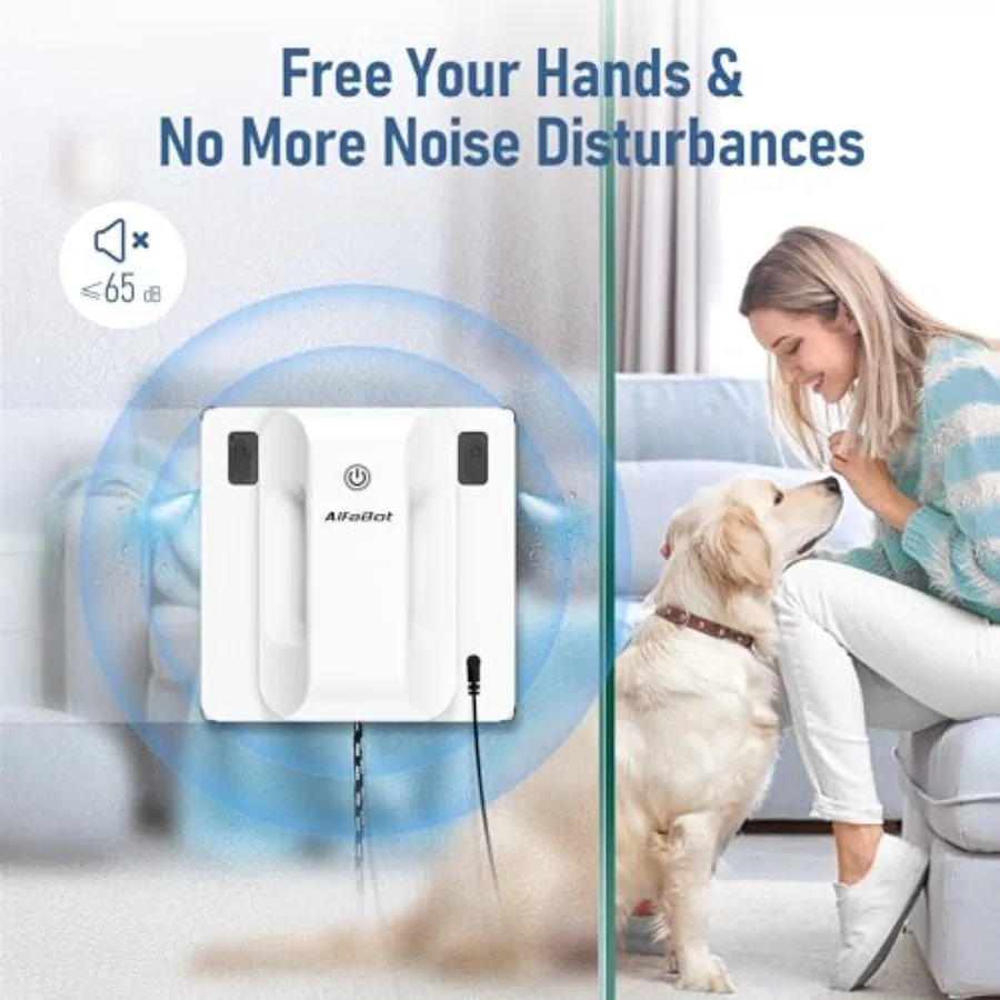 Robot de nettoyage de vitres avec double système de pulvérisation d'eau, planification avancée de chemin Intelligent pour un nettoyage efficace, aspiration forte de 2800 Pa