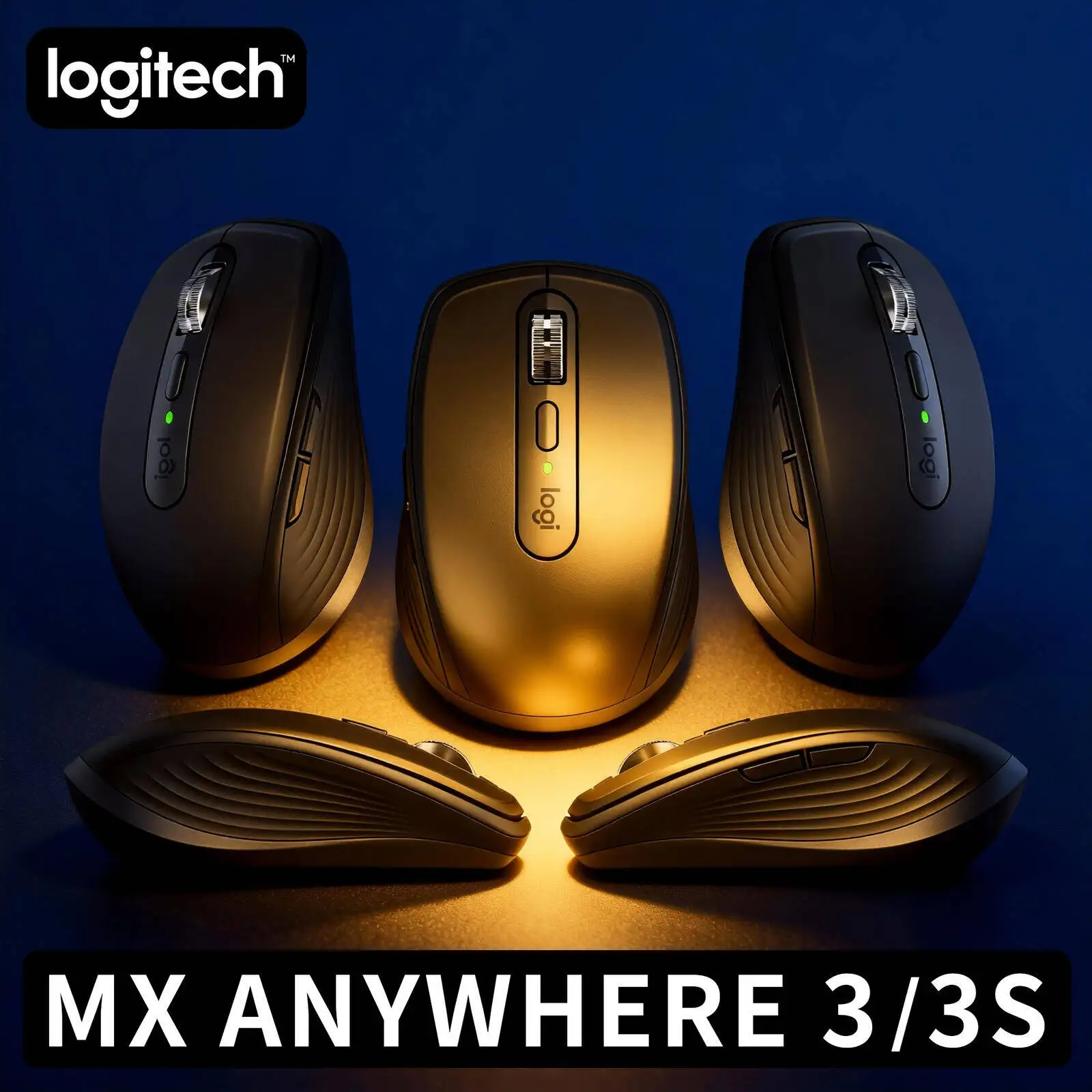 Ergonomic MX Anywhere 3S Mouse - 8K DPI, 3-Device Sync, Silent Click, Ideal for Stationery Shop Office Training Hall Work Space