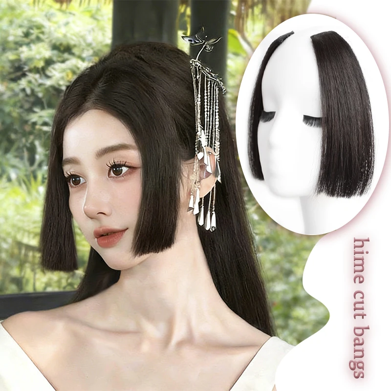 

Princess cuts bangs wig female forehead naturally top of head without trace connects bangs hair piece