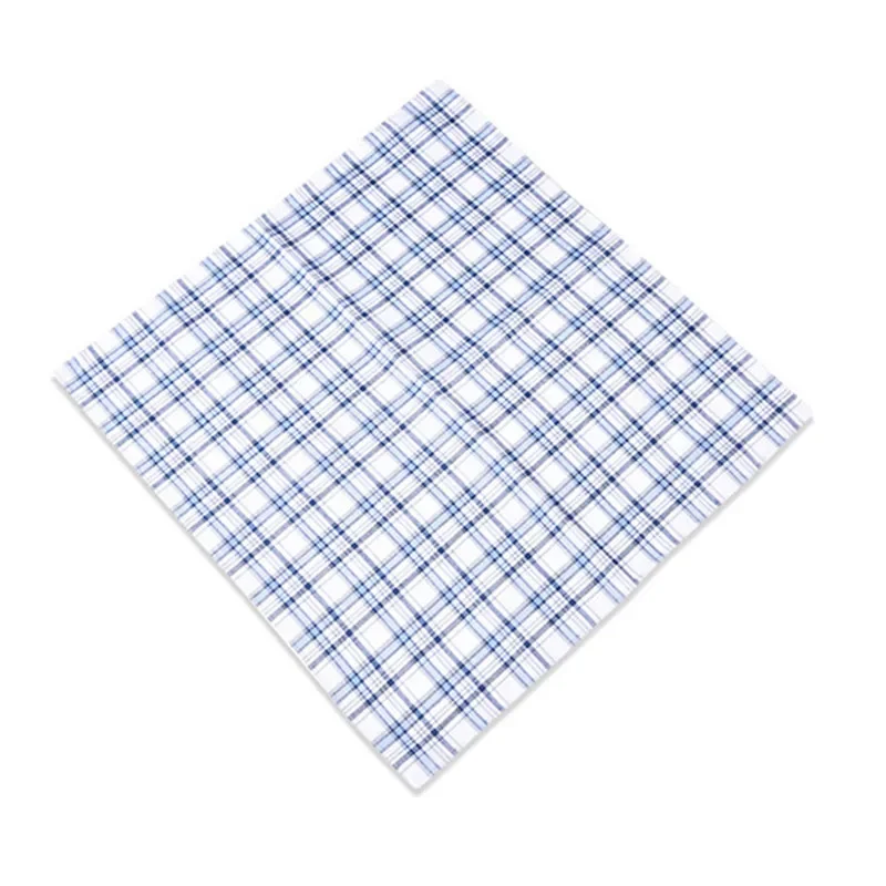 5Pcs 40x40cm Square 100% Cotton Plaid Stripe Handkerchiefs Men Classic Vintage Pocket Towels Wedding Party Gift