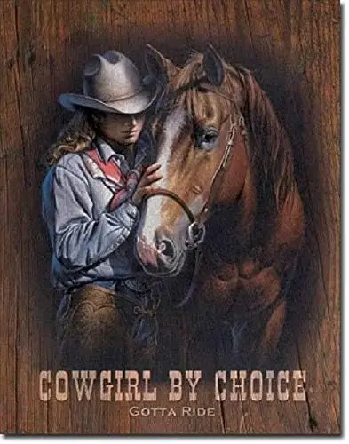 Cowgirl by Choice Western Rodeo Cowboy Rustic Retro Home Decor Metal Tin Sign 8x12in sign