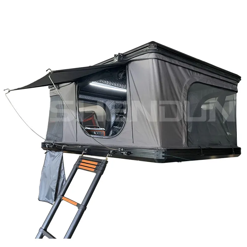 100% Aluminium Pop Up Hard Shell 4x4 Car Auto Camping Aluminum Hard Shell Roof Top Tent For Camping 4 Person Custom