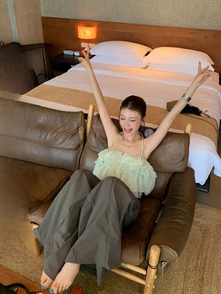 

Летний женский топ DULA Good Home Island Holiday Pure Desire с принтом в горошек, на одно плечо, из шифона