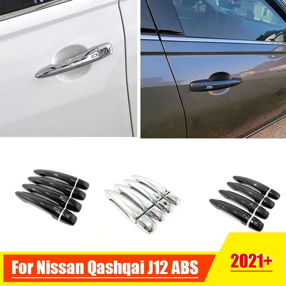 

ABS Carbon/chrome/black For Nissan Qashqai J12 2021 2022 2023 Car door protector Handle Decoration Cover Trim accessories