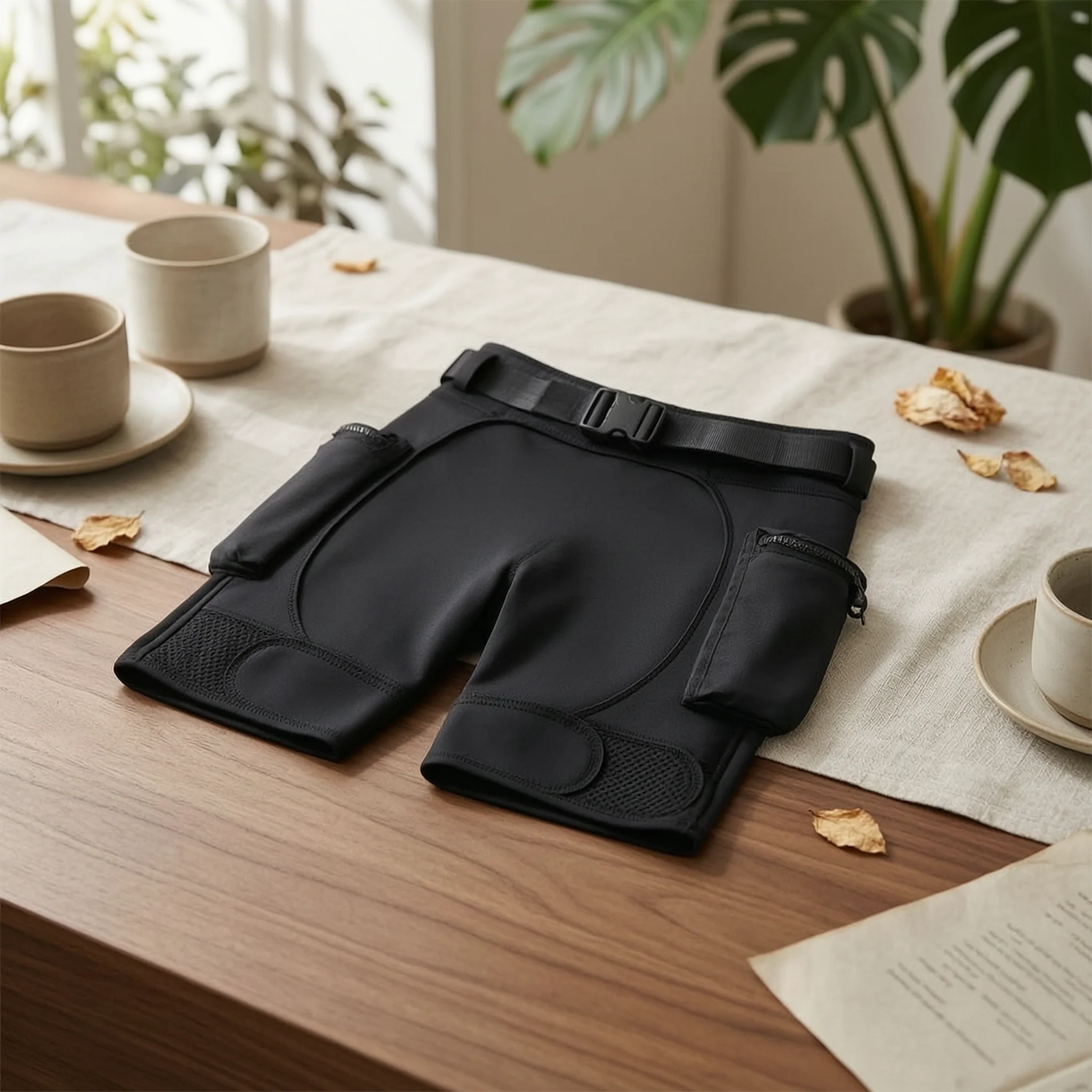 Wetsuit Shorts with Cargo Pockets Abrasion-Resistant Neoprene Shorts with Zipper Pockets Form-Fitting Super-Stretch for Divers