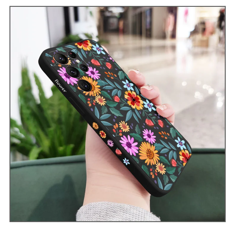 Auffällige Blumen Handyhülle für Samsung Galaxy S25 S24 S23 S22 S21 S20 Ultra Plus FE Note 20 Ultra 10 9 Plus Cover – Detail 10