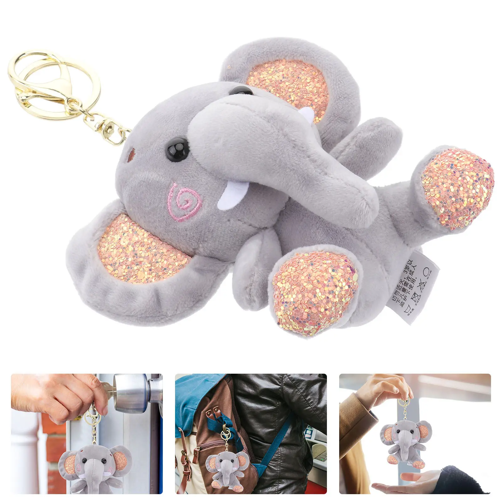 Elephant Bag Hanging Pendant Grey Creative Key Ring Holder for Car Key Secure Anti-Loss Perfect Present Bag Hanging Pendant