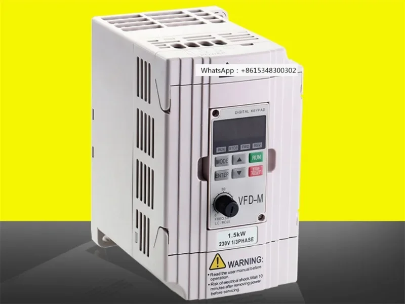 Novo inversor VFD015M21A, 0,4KW /0,75KW/1,5KW, frequência de saída 0,1-400Hz frequência transportadora de até 15kHz