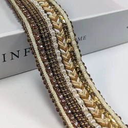 2 Yards Jacquard Ribbon Bead Trim Ethnic Style Embroidery Polyester Ribbons