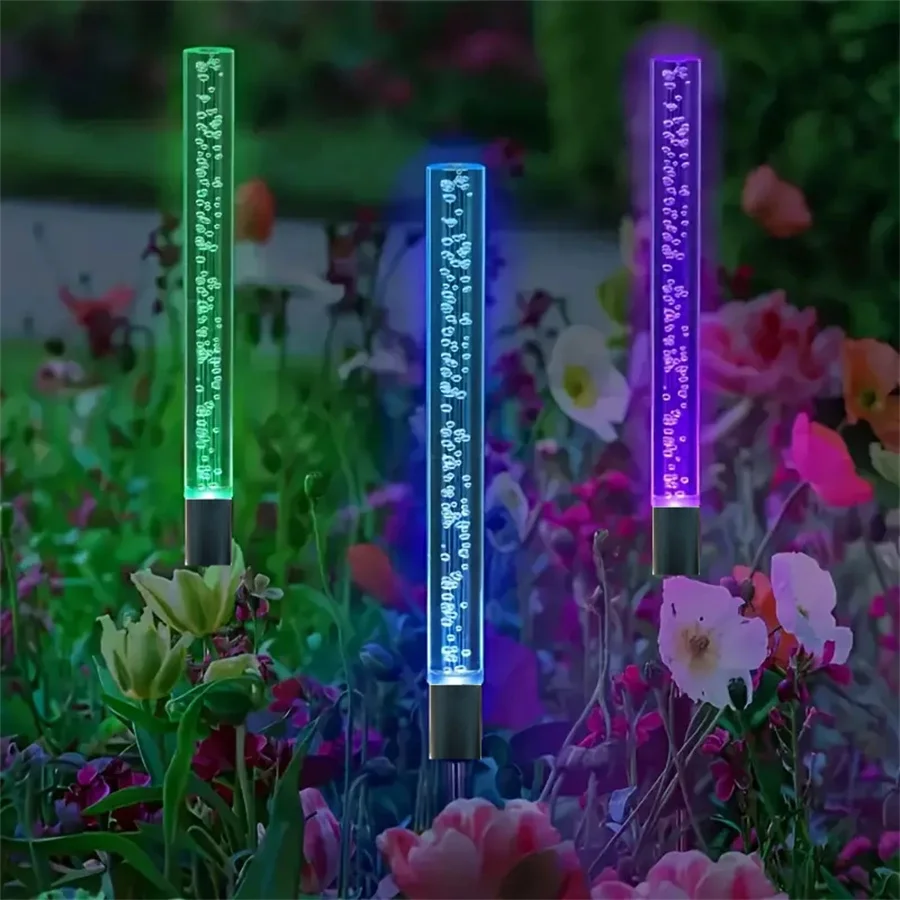

1PC LED Outdoor Solar Powered Bubble Bar Plug in Light,Colorful Gradient,Suitable for Lawn,Garden,Park,Party,Wedding Decoration