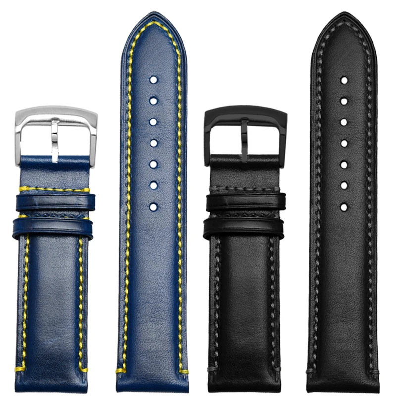 Genuine Leather Watch Strap for Citizen Blue Angel At8020 Air Eagle Second Generation Jy8078  8035 8085 Blue Watch Band 23mm