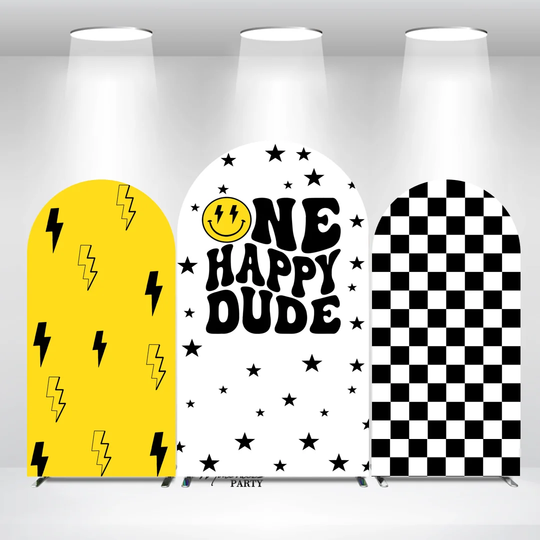 

Custom Fabric One Happy Dude Baby Shower Birthday Party Arch Backdrop Cover