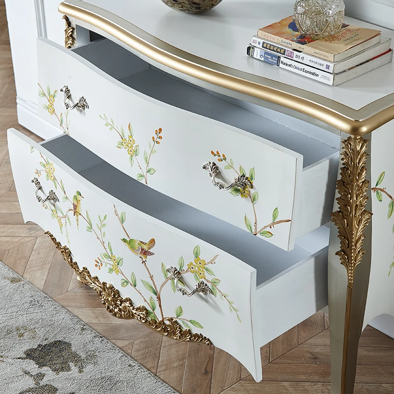 XL Chest of Drawers Bedroom Hand Painted Curio Cabinet Entrance Cabinet All Solid Wood Storage Cabinet