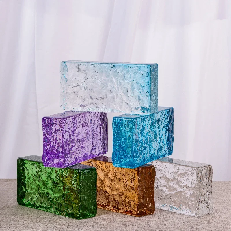 

Double sided ice crystal glass brick partition wall crystal brick transparent bubble brick hot melt toilet