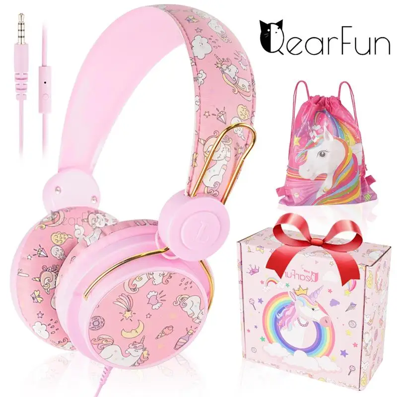 Wired Child Headphones Cartoon Cute Kids Anime Headphones Headset Stereo Music with Micrphone Children's Earphone Christmas Gift