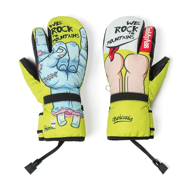 Guantes de esquí de forro polar para hombre y mujer, manoplas cálidas para montar al aire libre, Snowboard, resistentes al viento, impermeables,