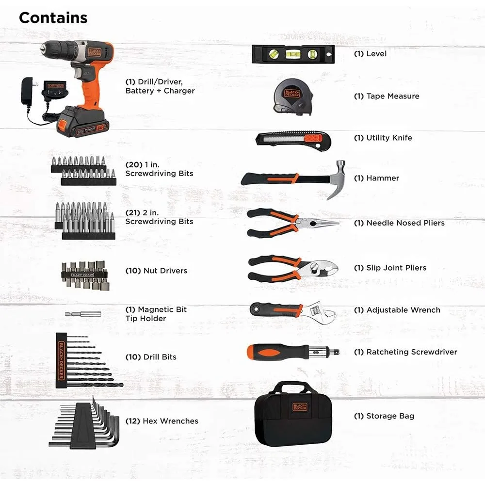 Imagem -06 - Black And Decker Casa Kit de Ferramentas Broca 20v Max Motorista 83 Peças Bdpk70284c1aev Bdpk70284c1aev