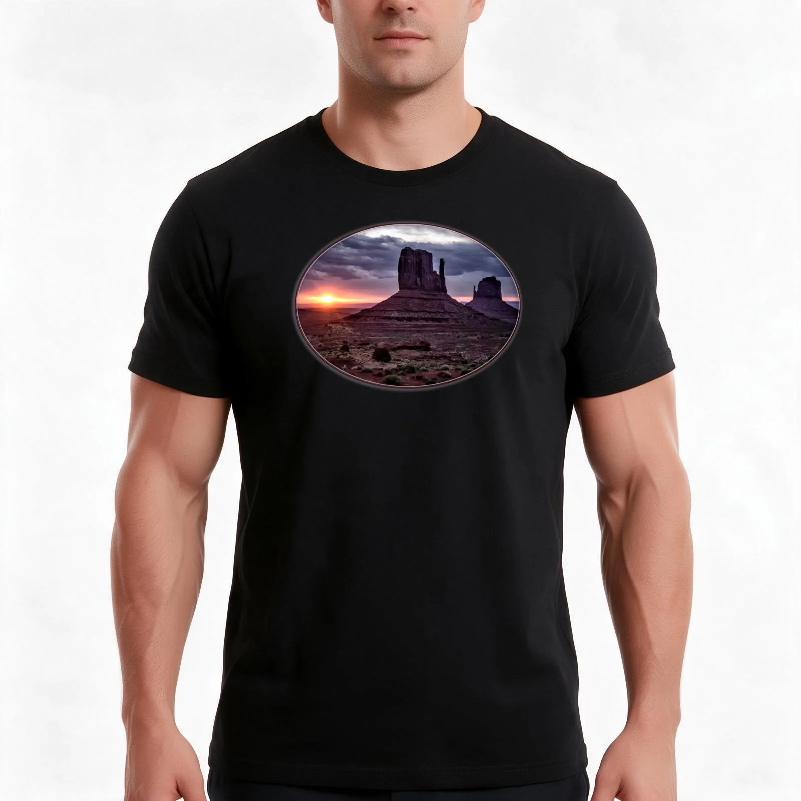 Sunrise at Monument Valley T-Shirt, Summer Casual Cotton Tee, Oversized Streetwear Tops, Vintage Graphic Print, Unisex Men Women