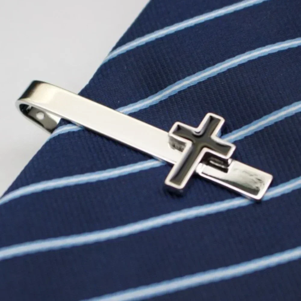 Fashion Cross Freemason Pattern Copper Metal Tie Clip Gentlemen\'s Birthday Gift Men\'s Business Party Suit Jewelry Accessories