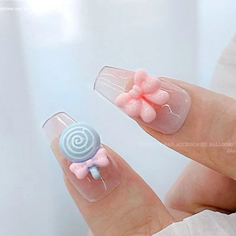 5pcs Bow Lollipop Shaped Nail Decoration Stereoscopic Nail Accessories Nail Painting Nail Salon Nail Artists