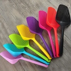 Portable Nylon Kitchen Soup Spoon Strainer Colorful Ladle Anti-scald Skimmer Fry Food Mesh Handy Filter Colanders Kitchen Tools