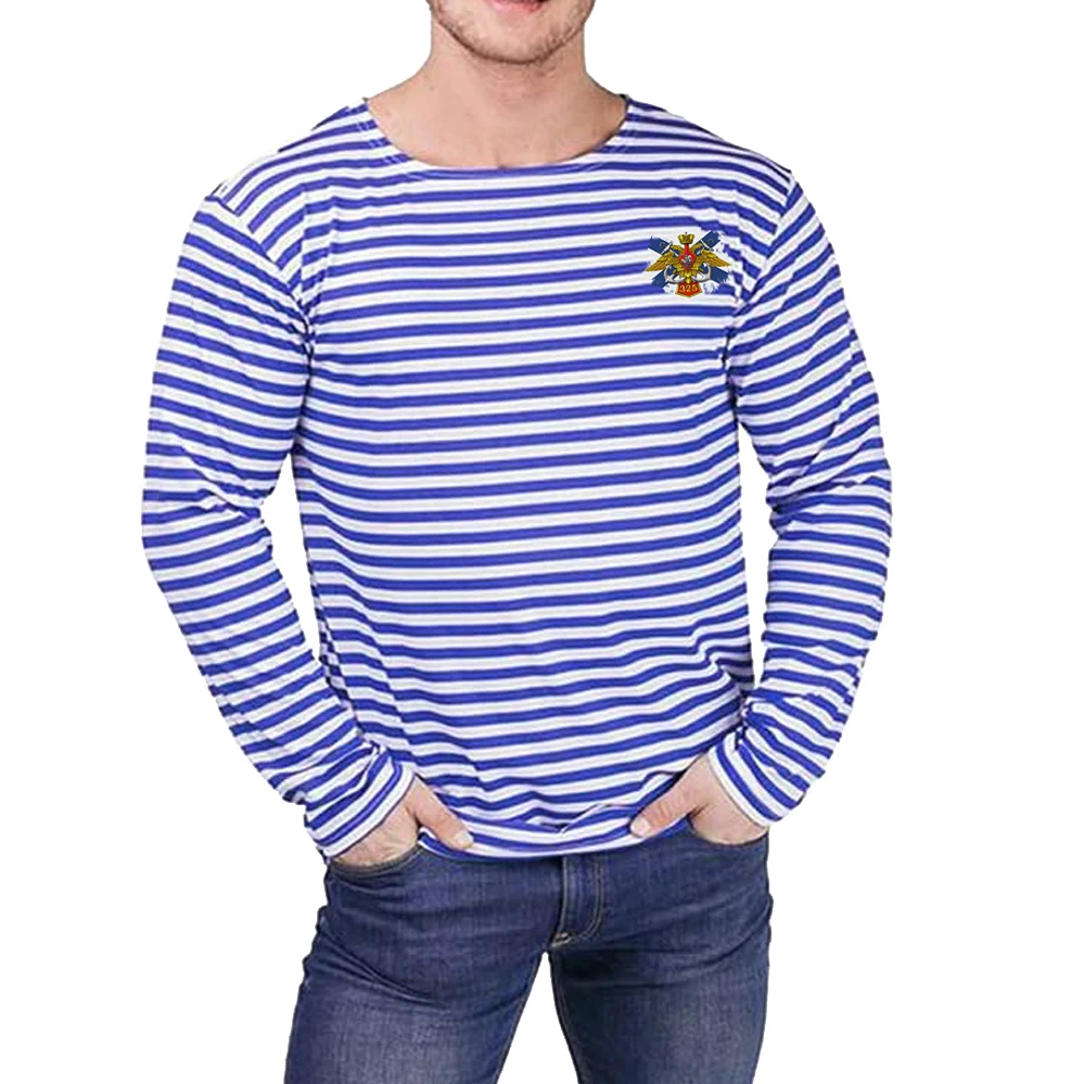 Russian Naval Anniversary Saint Andre Flag Sailor's Striped Shirt Polyester Cotton Long Sleeve Stripes T-shirt Telnyashka Top