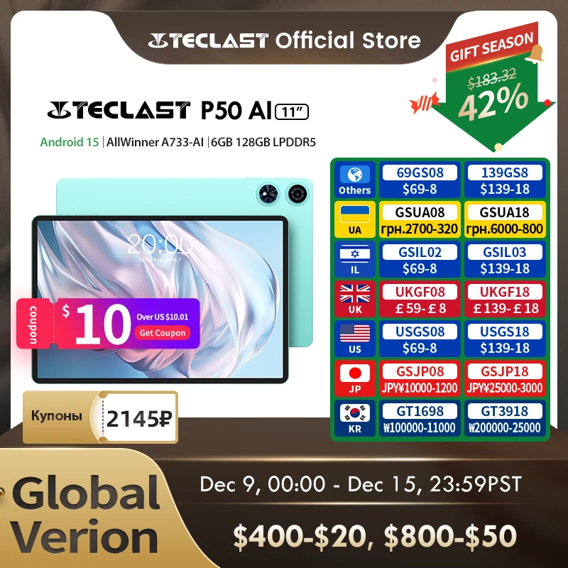 【New】Teclast P50 AI Android 15 Tablet 11