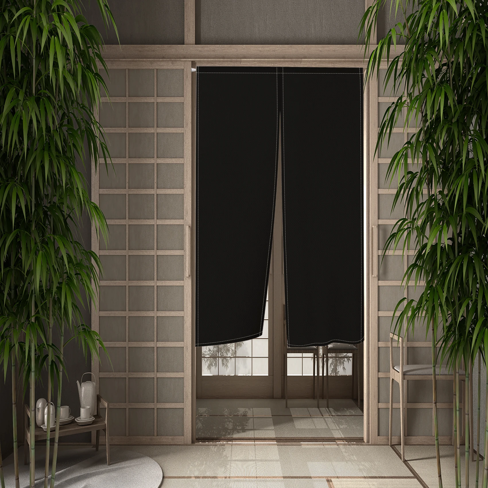 Modern Solid Color Gradient Japanese Door Curtain for Kitchen Bedroom Doorway Decor Drapes Entrance Partition Hanging Curtain