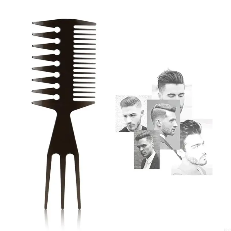 U0DE Óleo masculino retrô para pente cabeça, pente dupla face forma textura, pentes desembaraçadores, ferramenta