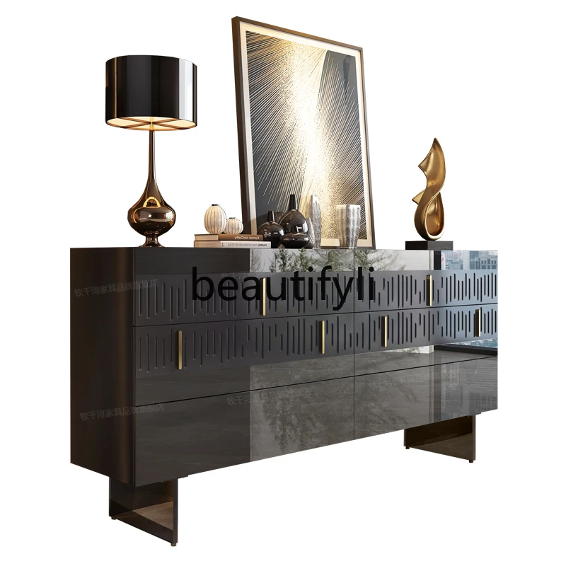 

Italian light luxury entrance chest villa living room glass decorative cabinet large flat master bedroom bedside cabinet