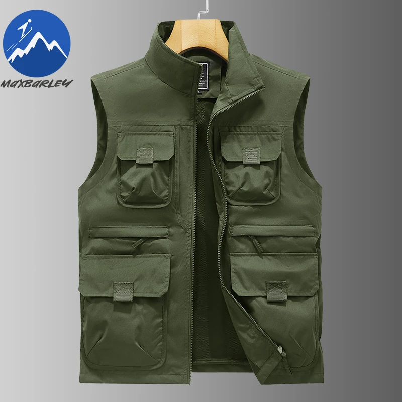 maxbarley-男性ノースリーブベストファッションマルチポケット作業服釣りベスト-2026-新作春秋カジュアルアウトドアキャンプジャケット