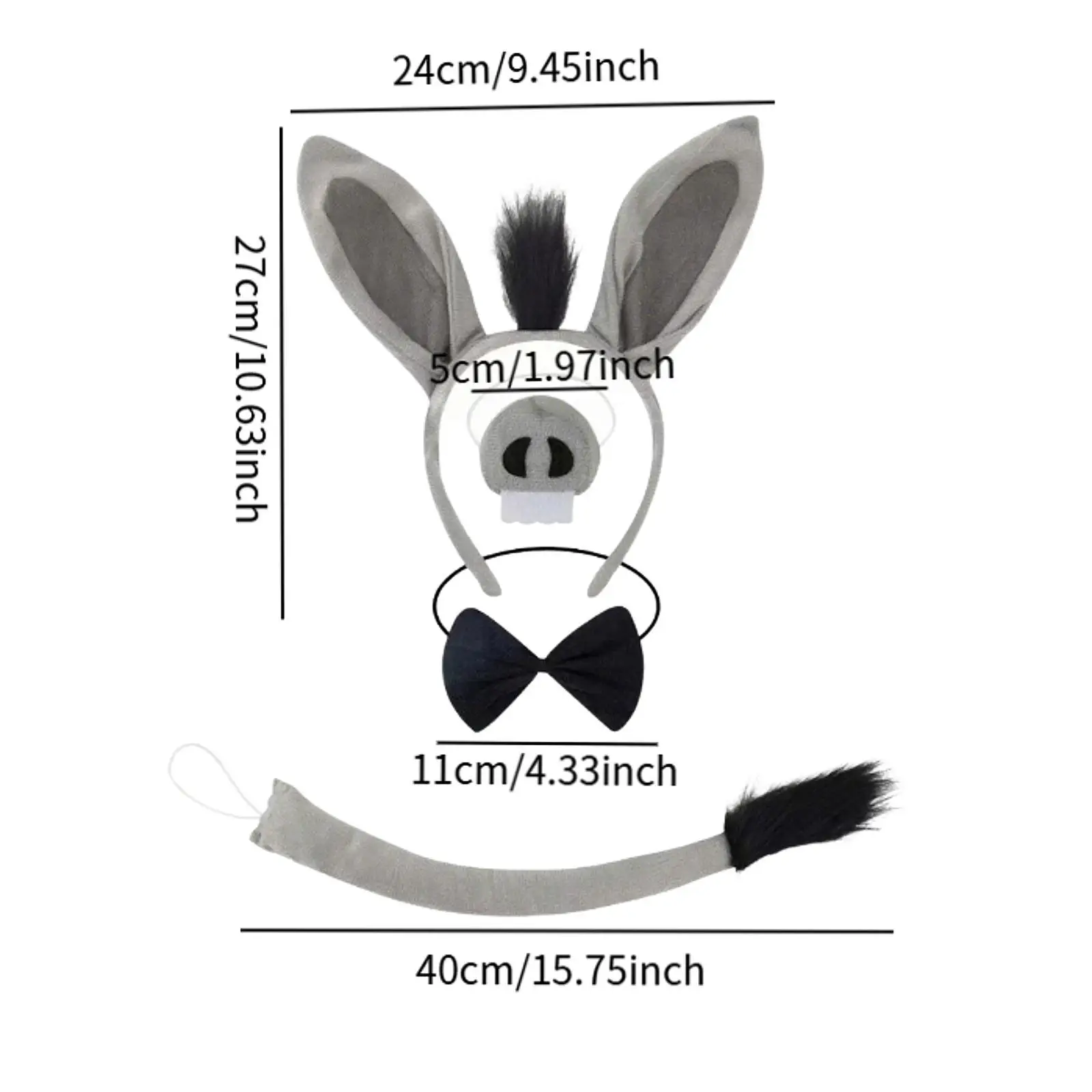 Donkey Costume Accessories Set Cartoon Animal Costume Set for Dress up Festivals