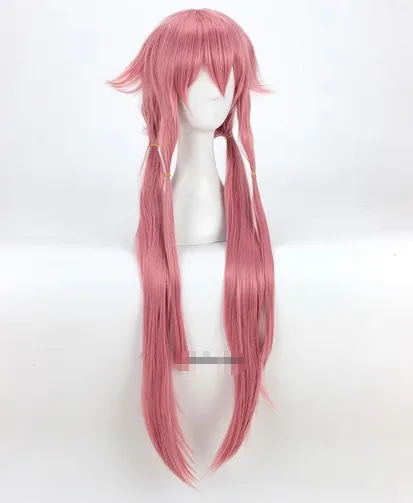 The Future Diary Yuno Gasai Cosplay Wig 80cm Long Pink Straight Heat Resistant Synthetic Hair Wig + Wig Cap