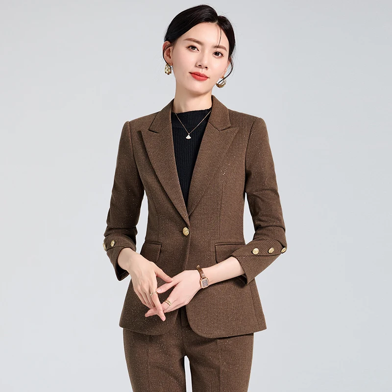 Formal Pantsuits Uniform Styles Professional Office Business Work Wear Suits with Pants and Jackets Coat Ladies Trousers Set