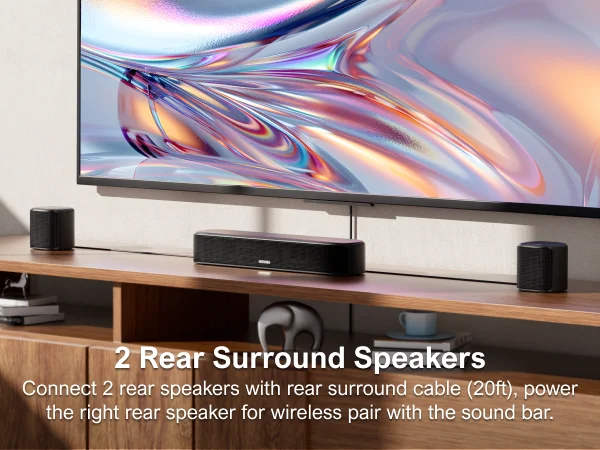 ULTIMEA 7.1CH Virtual Surround Soundbar for TV, 330W Home Theater System with Subwoofer,4 Surround Speakers,APP Control