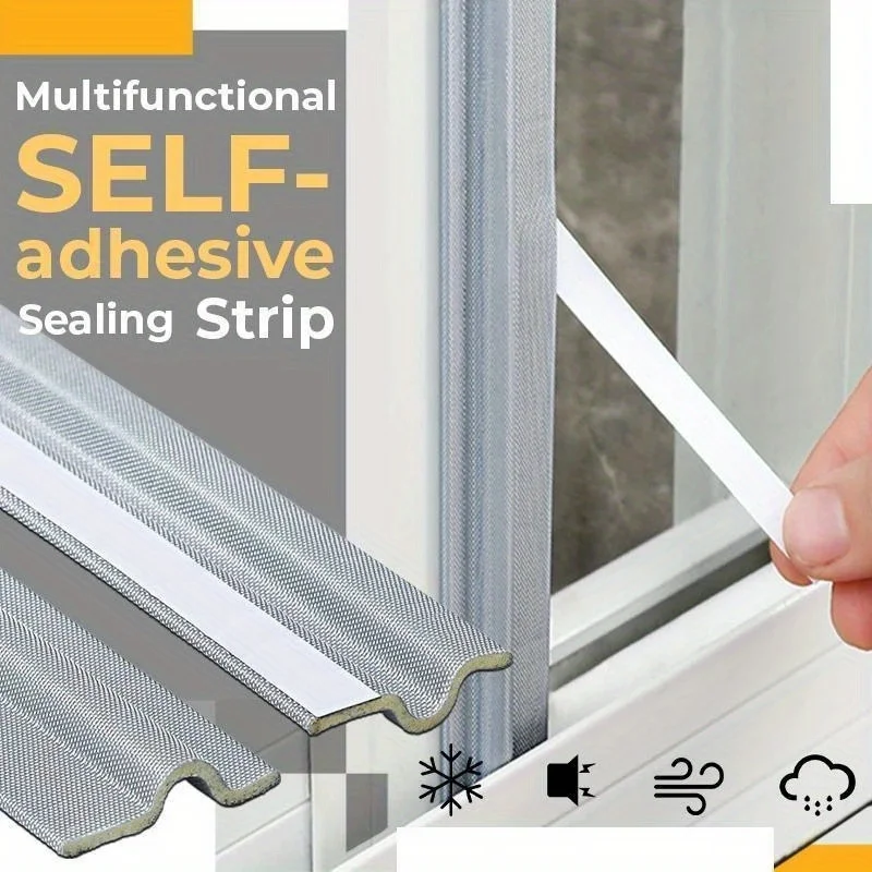 1pc, Self-Adhesive Window Sealing Strip, Soundproofing Sound Insulation Anti Air Leak Door Bottom Crack Gap Sticking Tape