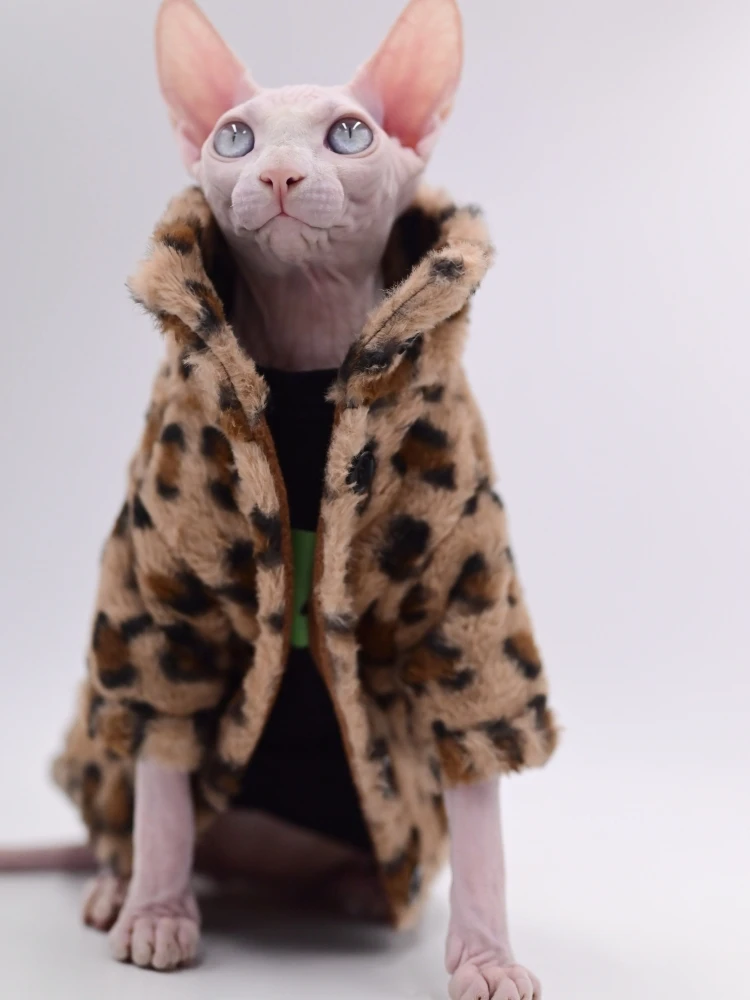 

Thickened Windproof Winter Double Layers Coat for Hairless Cats Sphynx,Devon Rex,Small Cats and Dogs