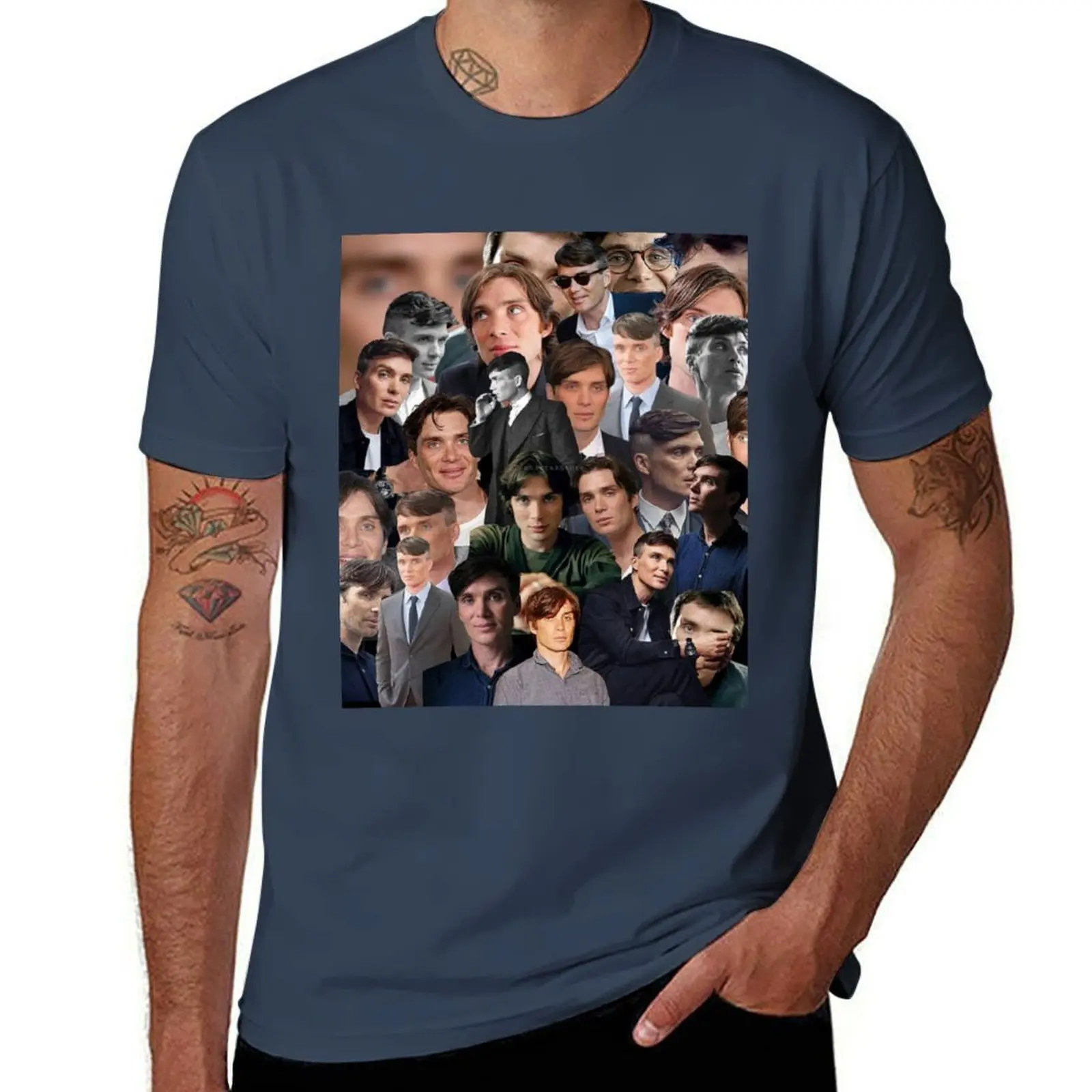 

cillian murphy photo collage T-Shirt Big and Tall Crew Neck Tee