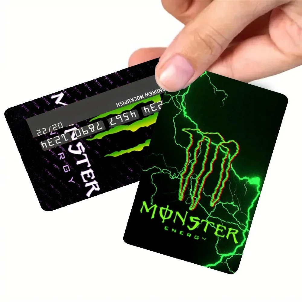 Credit Card Stickers Monster Energy 4-Pack PVC Credit Card Skin Stickers Removable Self-Adhesive Protective Film