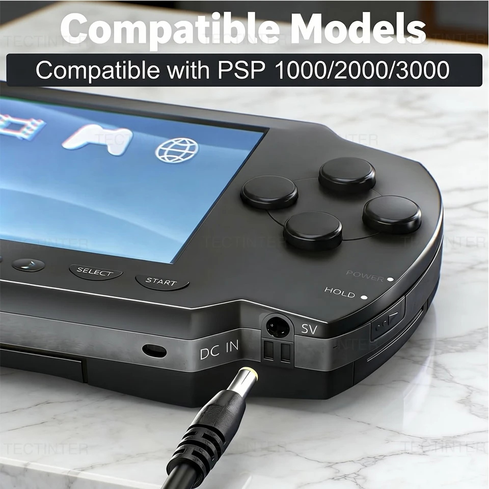 USB Type-C Charging Cable Adapter for Playstation PSP1000/2000/3000 Game Console with LED Convert Power Supply Wire Cord - view 2