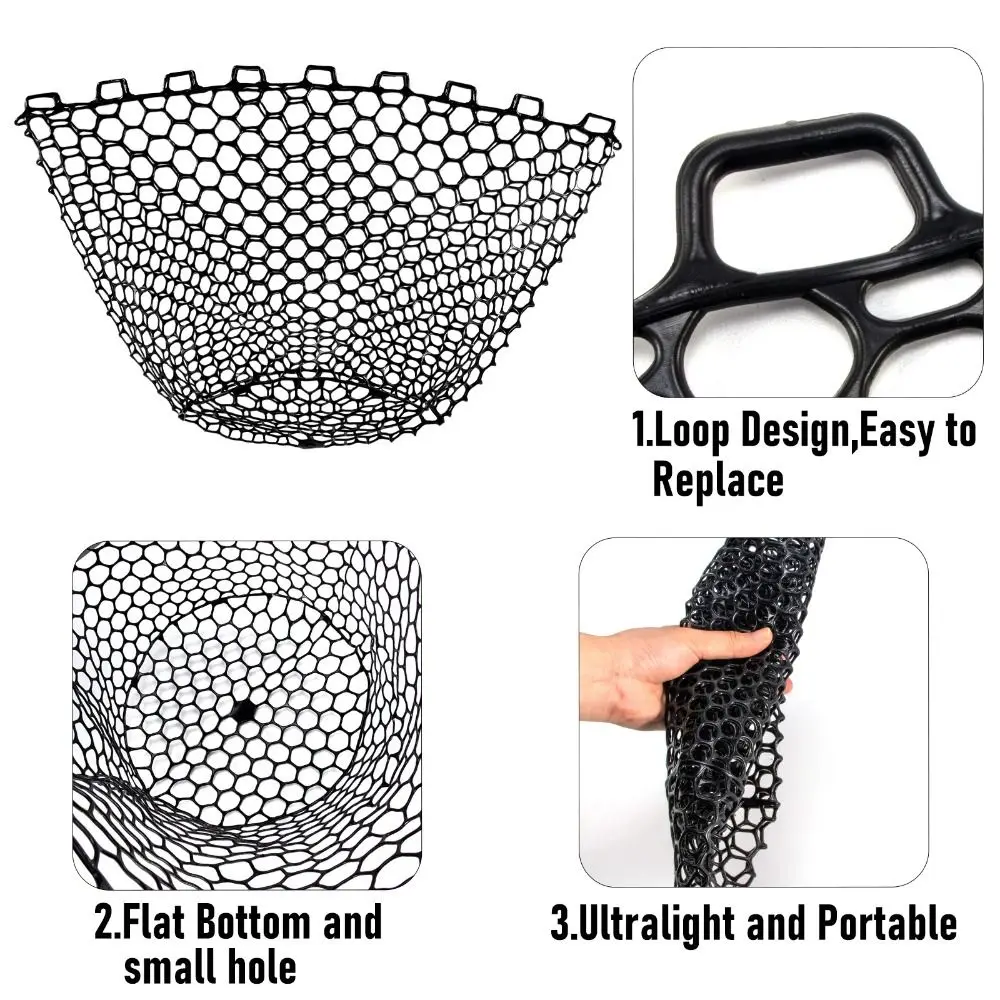 Silicone Fishing Net Durable Fly Fishing Mesh Net Mesh Foldable Net Landing Net Fishing Accessory Tool Fish Landing Net Bag