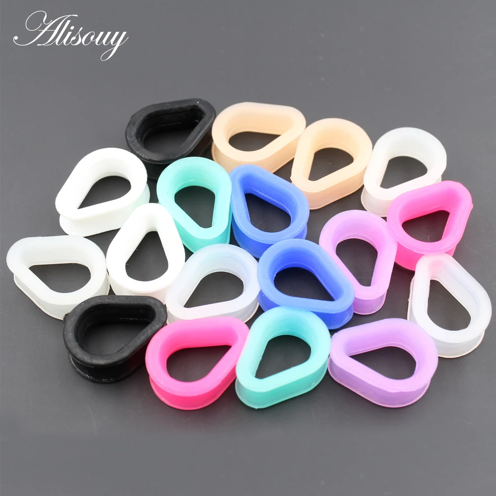 Alisouy 2PCS Drip Silicone Ear Gauge Plugs And Tunnel Flesh 6-30mm Double Flared Ear Stretcher Expander Earring Piercing Gauges