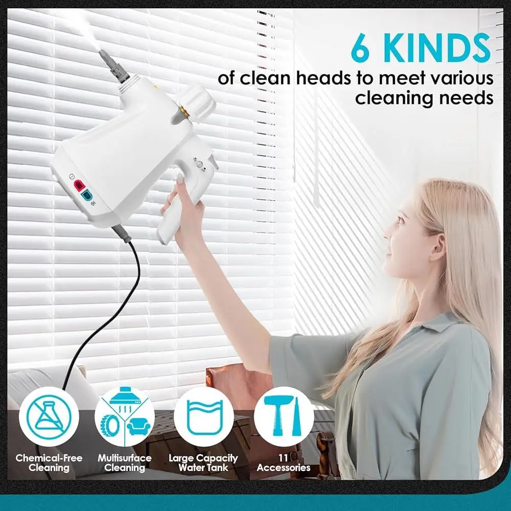 منظف بخار محمول متعدد الأغراض، باخرة قوية محمولة، ملحقات تسخين سريعة، أرضيات تنظيف البخار، أثاث النوافذ
