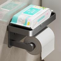 Toilet Paper Holder Wall-Mounted Paper Roll Holder Storage Tray Toilet Organizer Phone Stand Bathroom Accessories