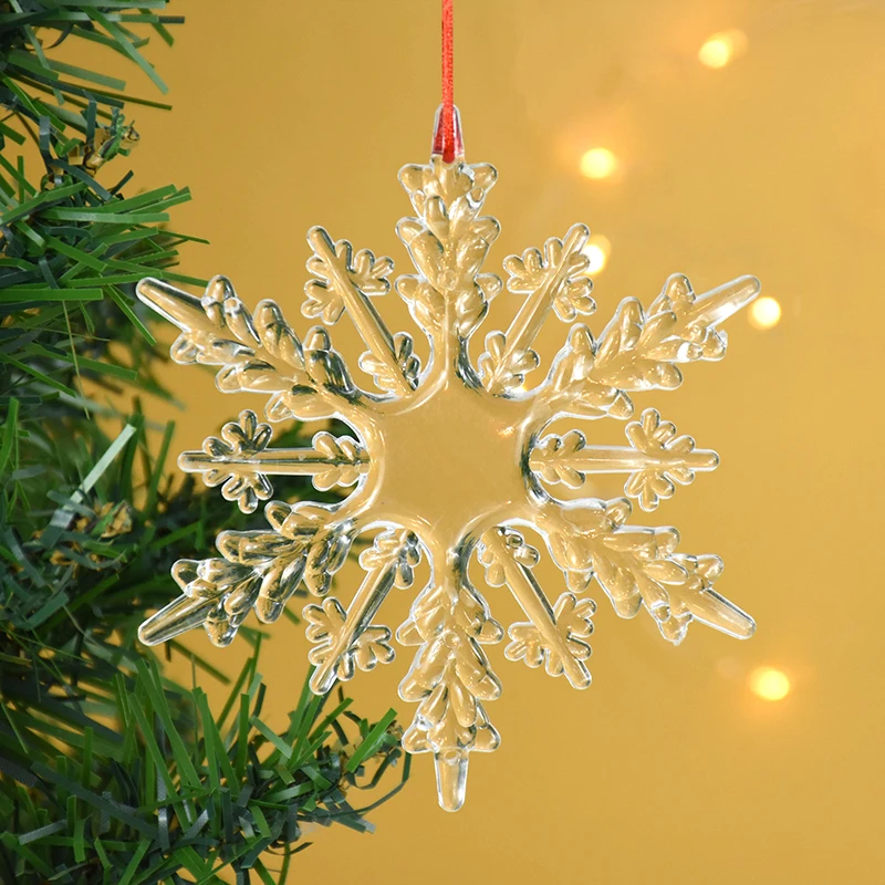 3/10pcs Snowflake Transparent Acrylic Crystal Hanging Ornament Christmas Decoration Xmas Tree Pendant 2024 New Year Gift Navidad