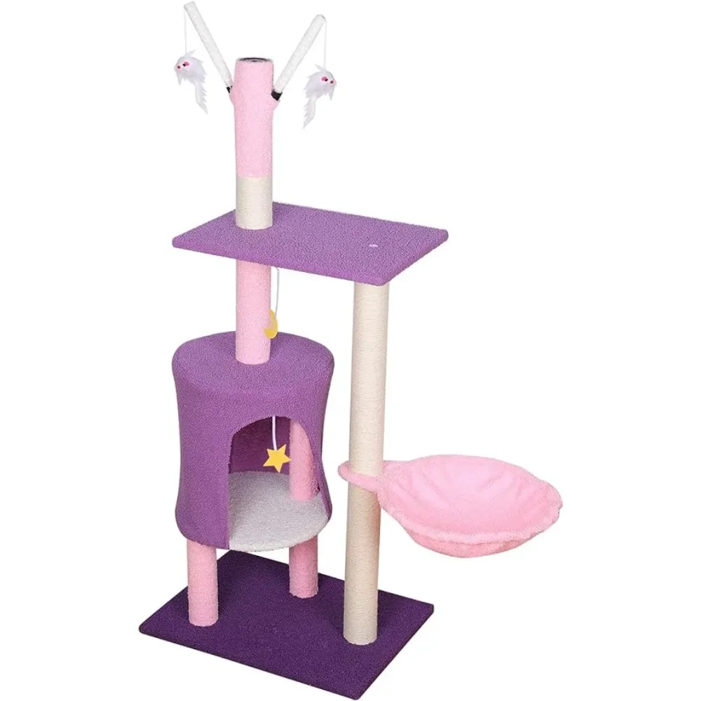 

Cat Tree 43.3inch Scratching Post Multi-Level Cat Tower Cat Tree Tower Condos Adorable Activity Trees,Pet Products